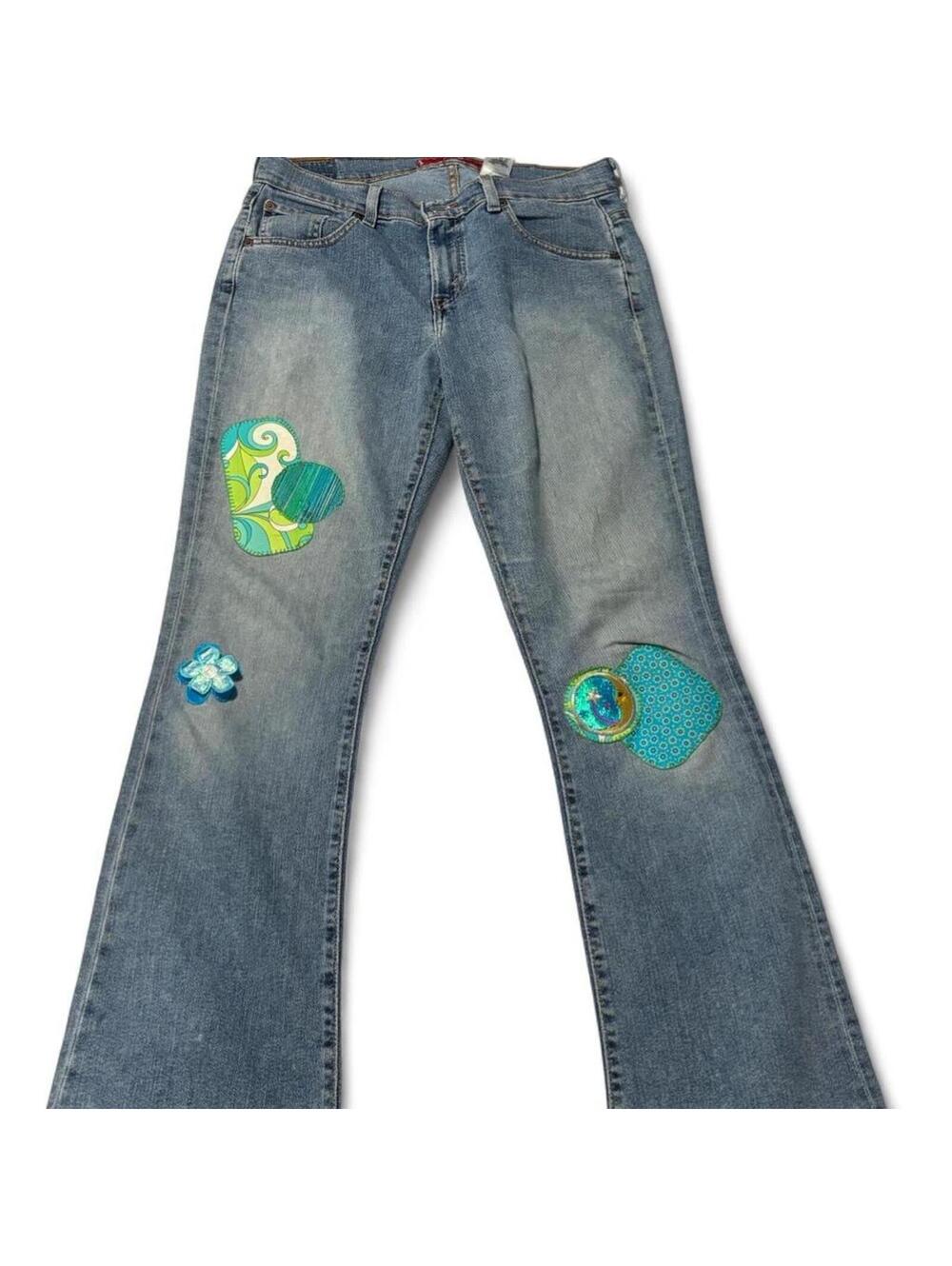 Vintage Levi's 515 Boot Cut Jeans Custom Patchwork Size 8